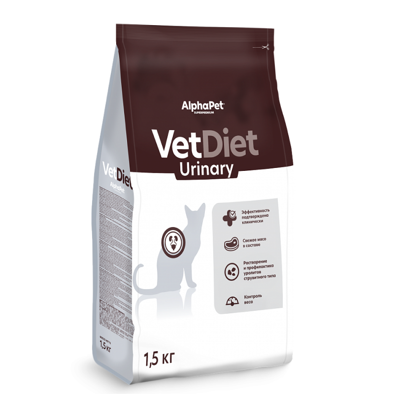 AlphaPet Vet Diet Cat Urinary 1,5кг для Кошек при заболеваниях нижних отделов мочевыводящих путей