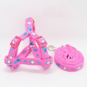 Комплект TopPet №10 Нейлон Поводок+Шлейка, Розовый с рисунком
