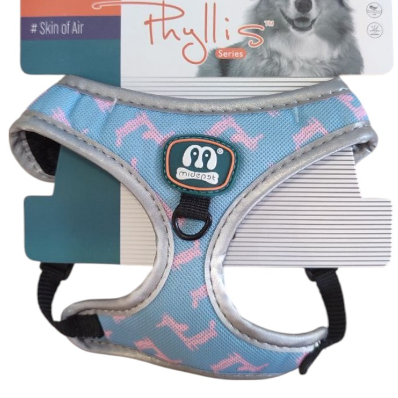 Шлейка Midepet с рисунком M (шея 44см, грудь 50-58) Голубая