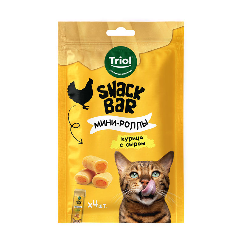 Лакомство SNACK BAR Мини-роллы из Курицы с Сыром для Кошек 40г