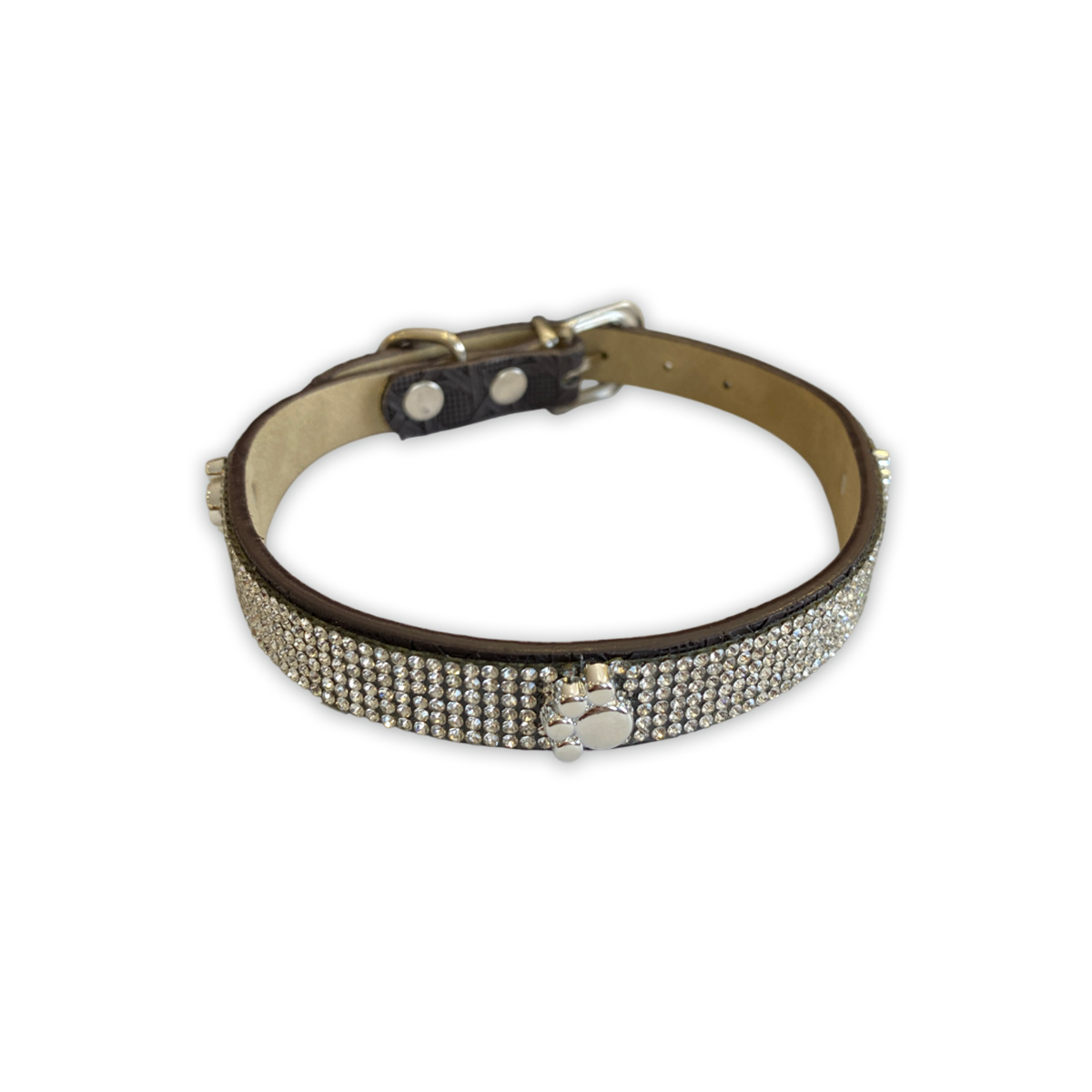 Ошейник TopPet со стразами 15мм, 29-35 см, Коричневый