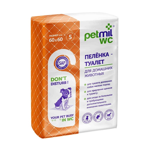 Пеленки Petmil WC Гелевые 60х60  5шт