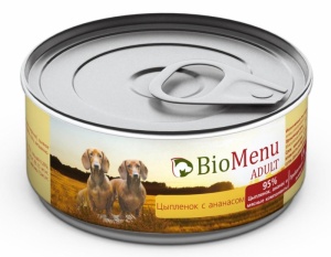 BioMenu Adult 100г с Цыпленком и Ананасом для Собак