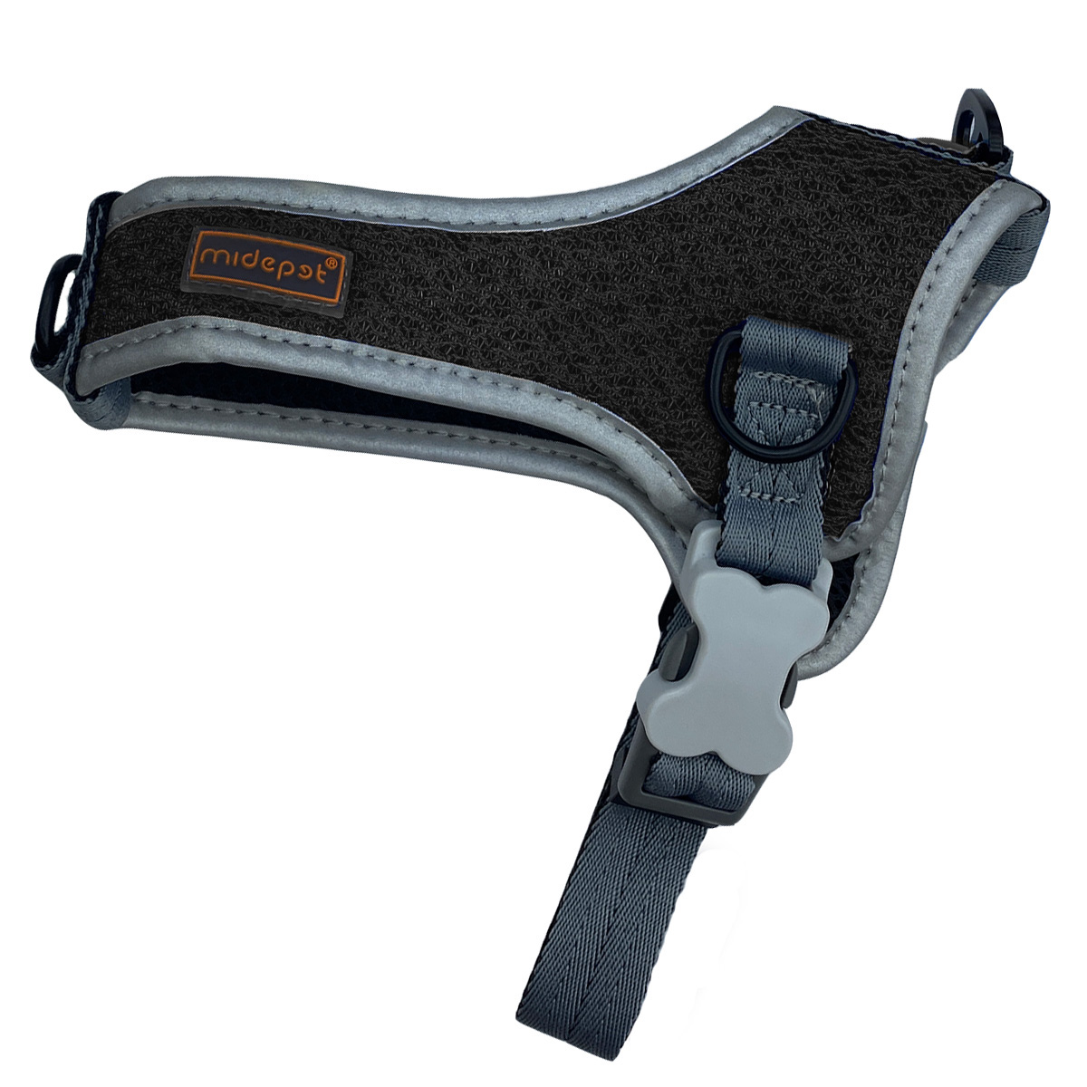 Шлейка Midepet с cотами T образная L (шея 50, грудь 52-67см) Черная