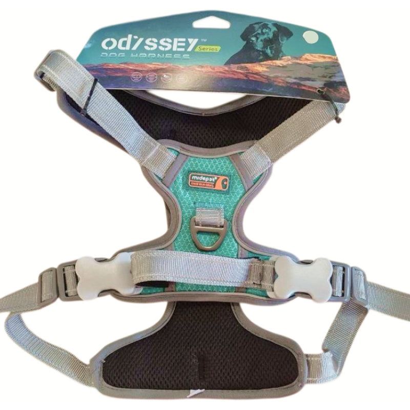 Шлейка MidePet "Odyssey" - L (шея 40-56, грудь 69-81 см) бирюзовая