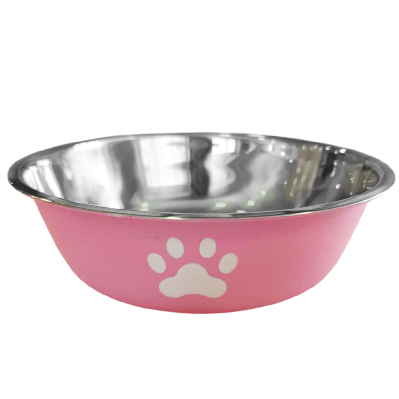 Миска TopPet BL-260, металическая на резинке 0,6л (лапки)