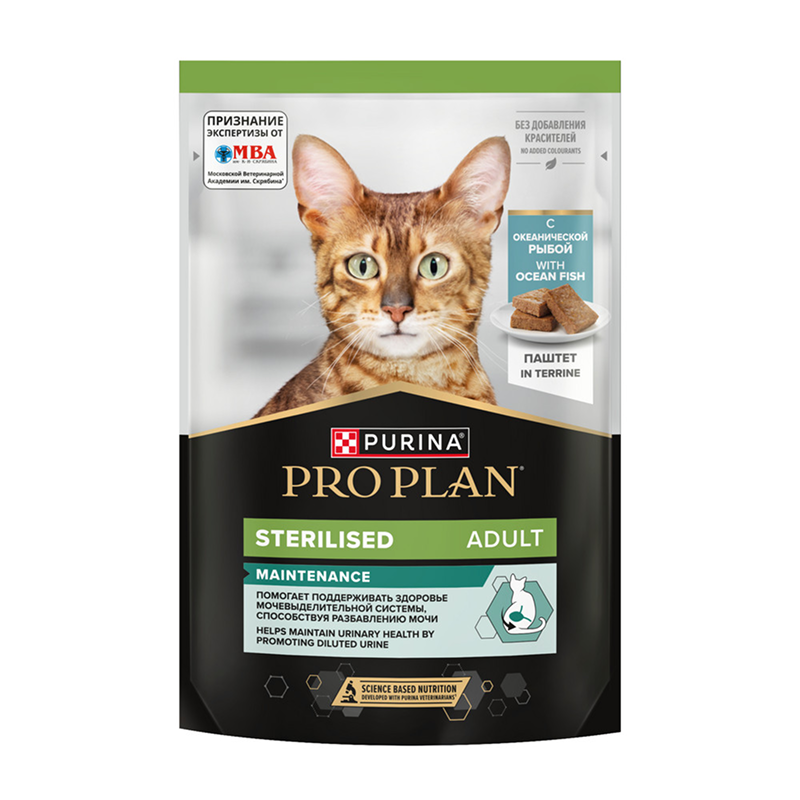 пауч ProPlan STERILISED с Океанической Рыбой паштет