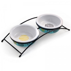 Миска Керамическая Triol Глазурь двойная на подставке 2х0,12л