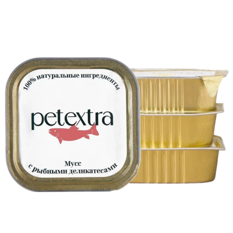 конс. Petextra 100г Мусс с Рыбными деликатесами для Кошек