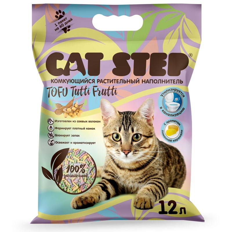 Cat Step Tofu Tutti Frutti 12л Комкующийся