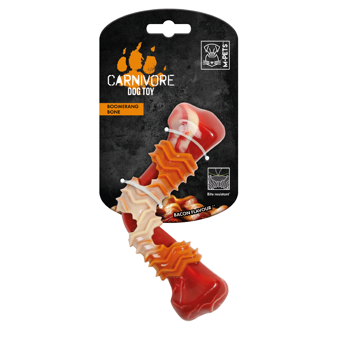 Игрушка M-pets Carnivore Кость Бумеранг, вкус бекона 17,8x9,3x4,1см для Собак