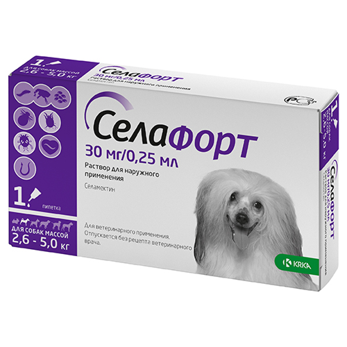 Капли Селафорт 12% 0,25мл (30 мг) для собак 2,6-5 кг