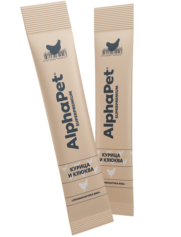 Крем-лакомство для Кошек AlphaPet Superpremium с Курицей и Клюквой 48г