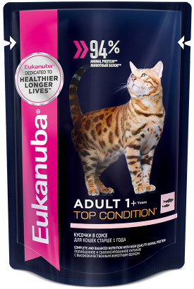 пауч Eukanuba для Кошек с Лососем 85г