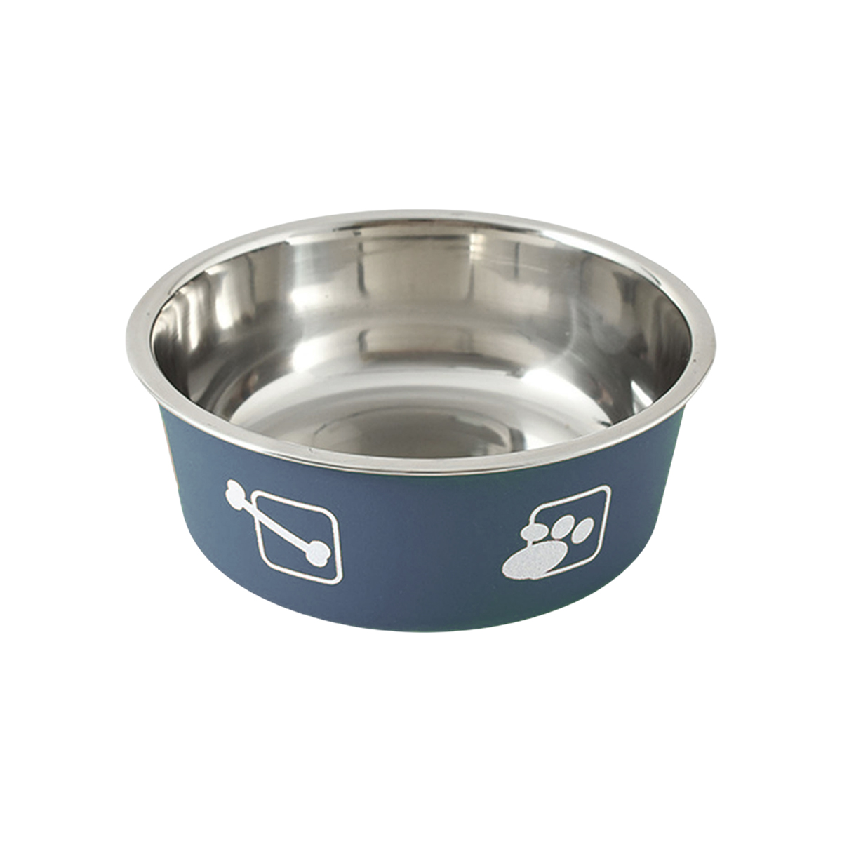 Миска TopPet BL-135, металическая на резинке 0,35л (лапки, косточки) синяя