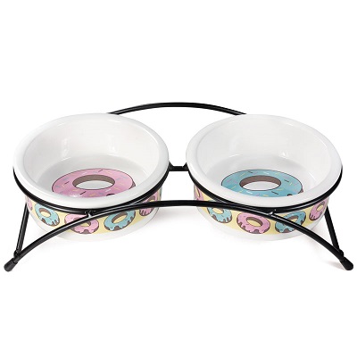 Миска Керамическая Triol Пончики двойная на подставке 2х0,25л