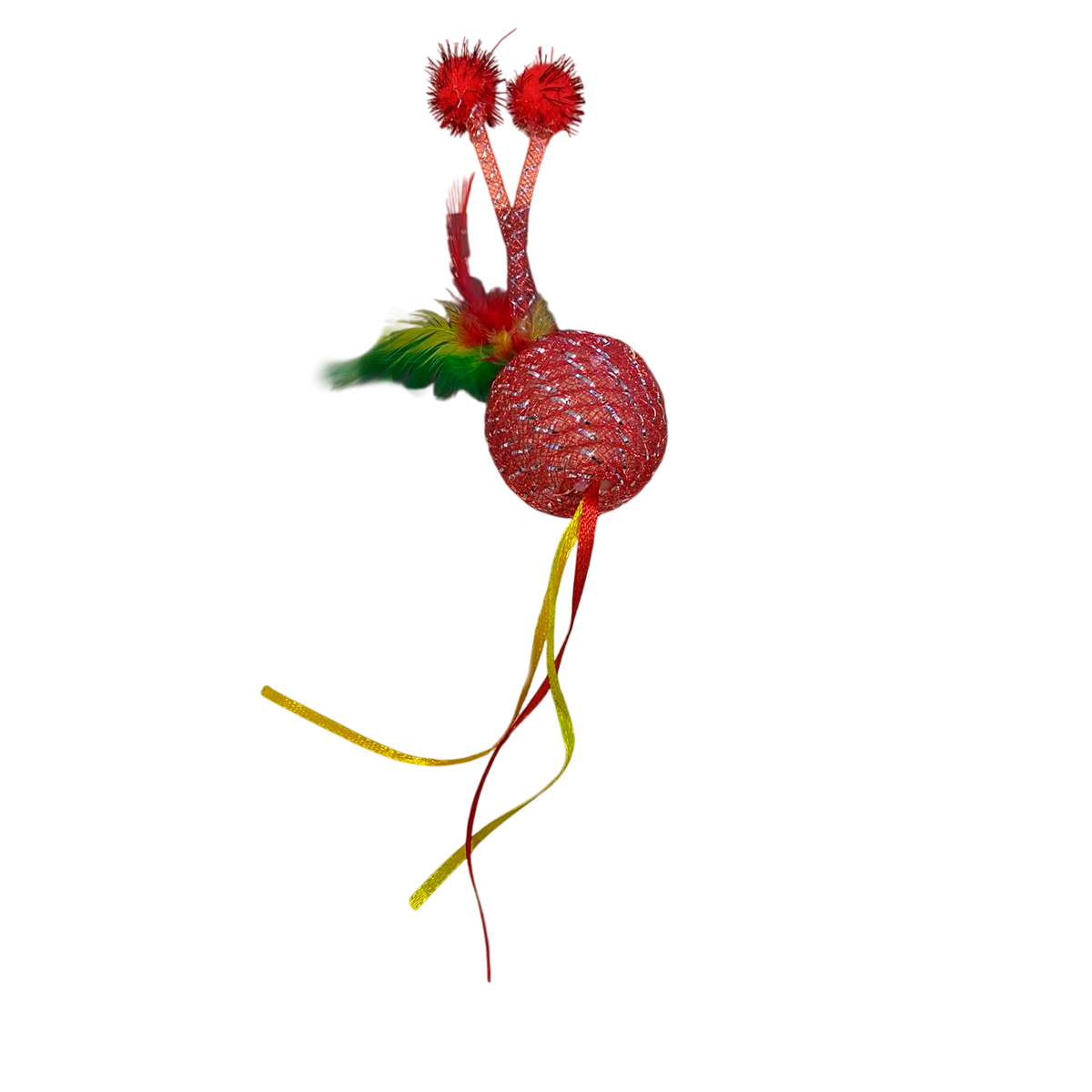 Игрушка TopPet Мячик воздушный с пером и бомбошками для Кошек