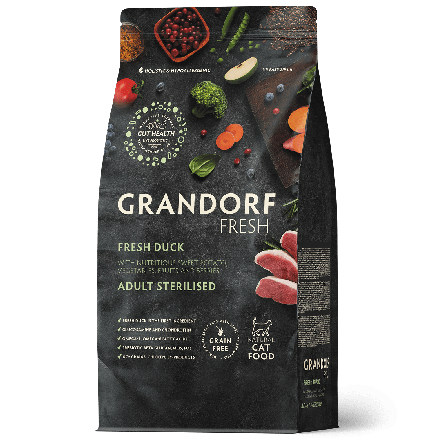 Grandorf FRESH STERILISED для Стерилизованных Кошек Утка с бататом 400г