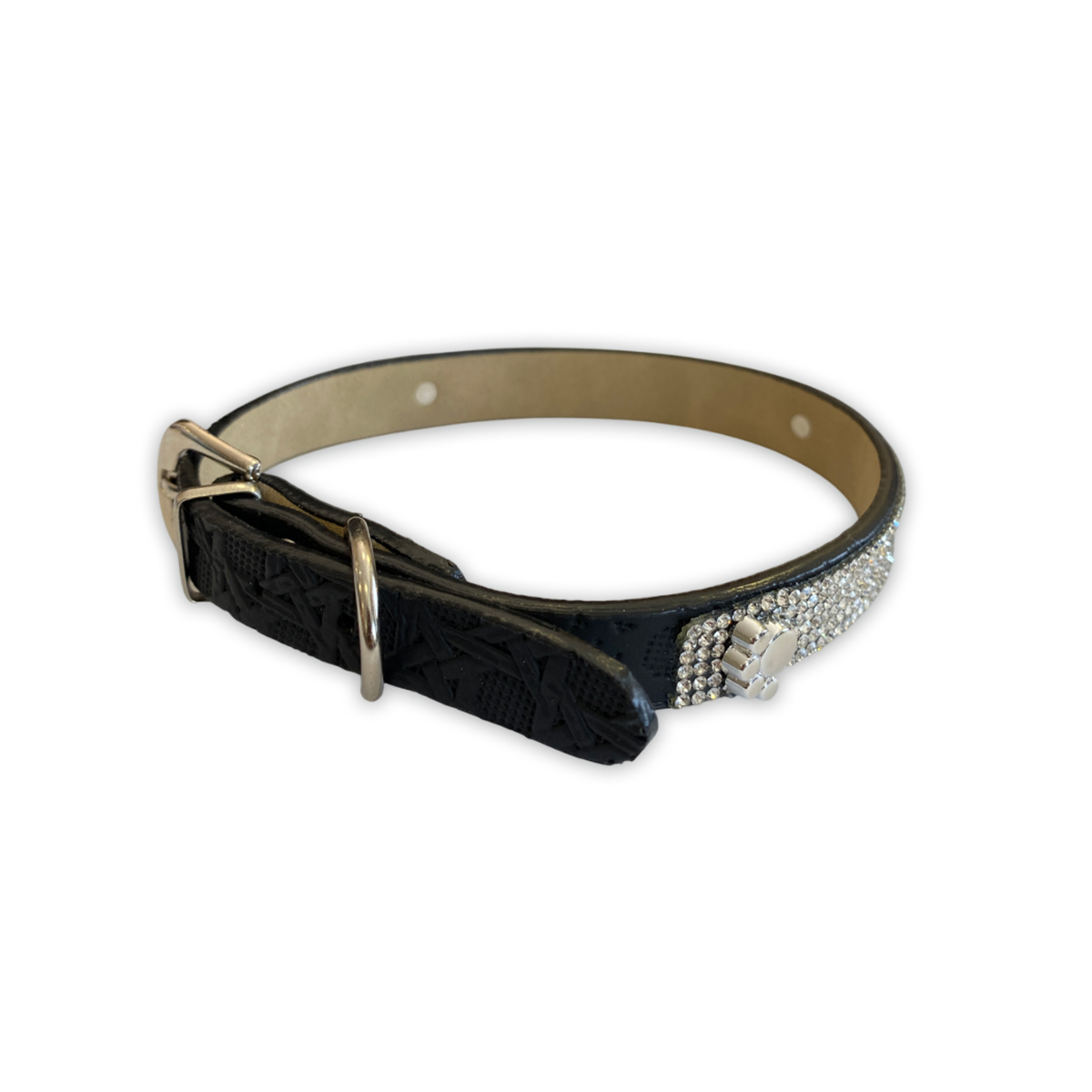 Ошейник TopPet со стразами 15мм, 29-35 см, Черный