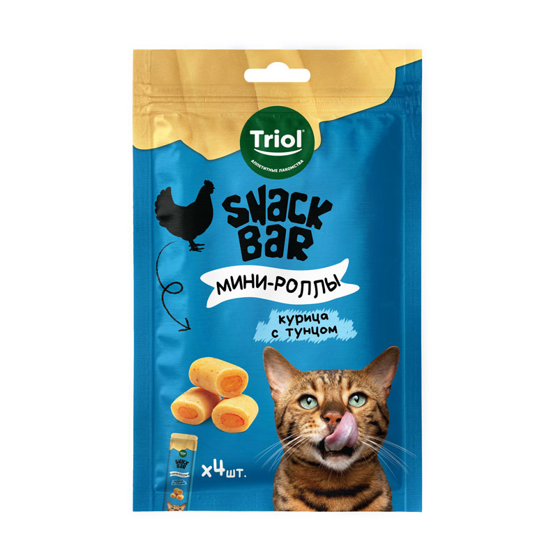 Лакомство SNACK BAR Мини-роллы из Курицы с Тунцом для Кошек 40г