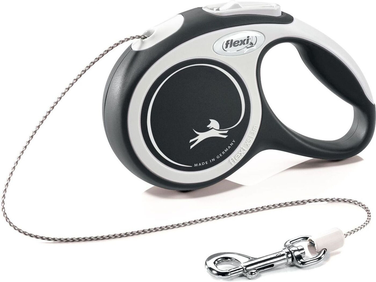 Рулетка Flexi New Line Comfort XS трос 3м 8кг Серая/Черная