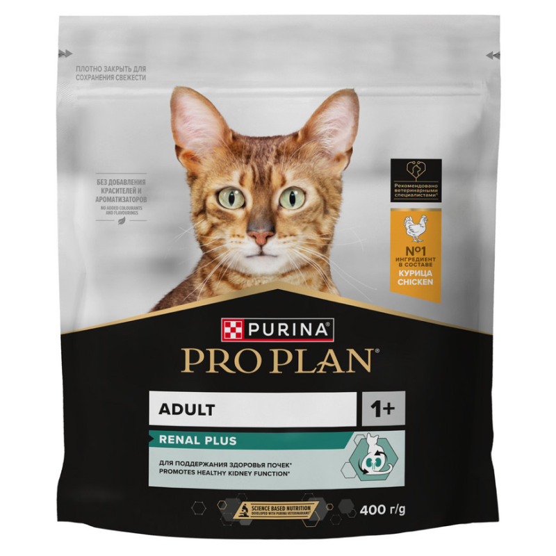 Сухой корм PRO PLAN RENAL PLUS для кошек для поддержания здоровья почек, с курицей, 400 г
