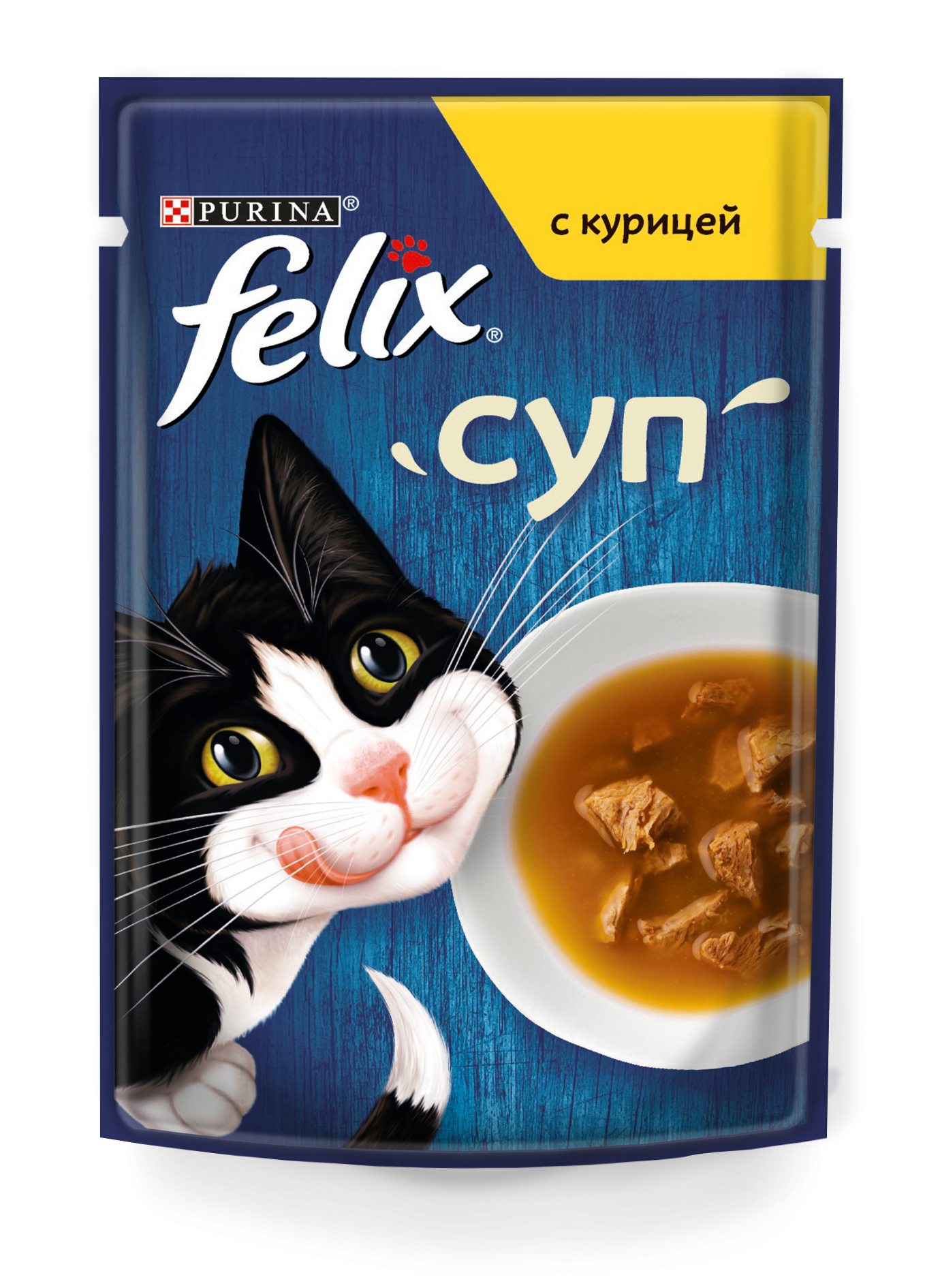 Влажный корм Felix Суп для взрослых кошек, с курицей, 48г