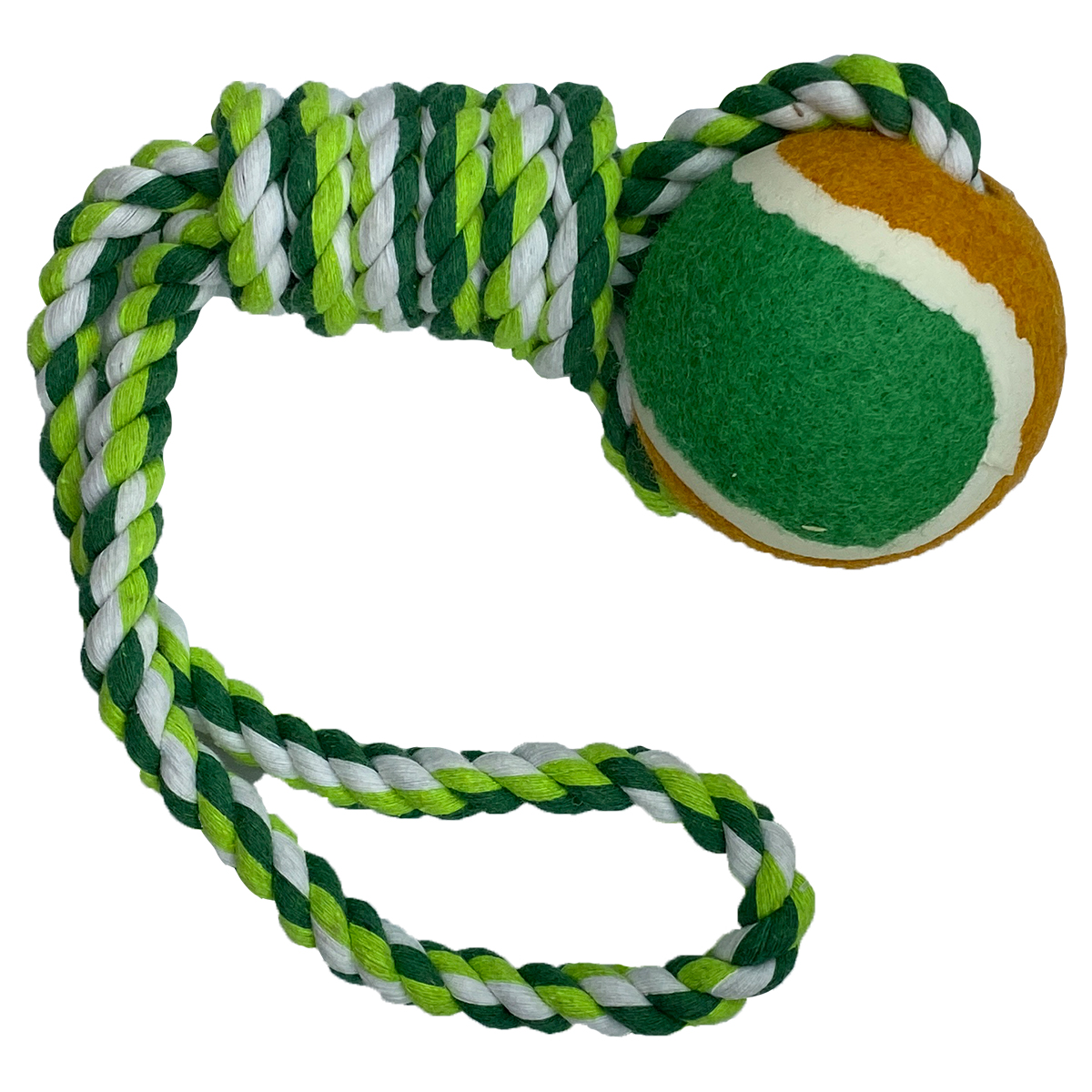 Веревка TopPet 36см с петлей и узлом цветная с мячом