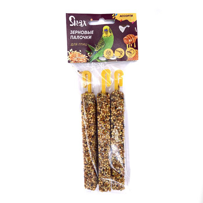 Палочки Зерновые Snax для Птиц Ассорти (кунжут, мед, кокос) 3шт, 75г