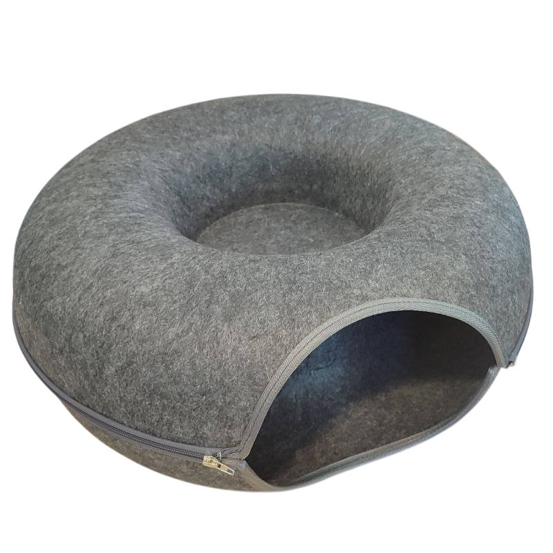 Лежанка-тоннель TopPet из войлока, темно-серый большой, 60х60х28