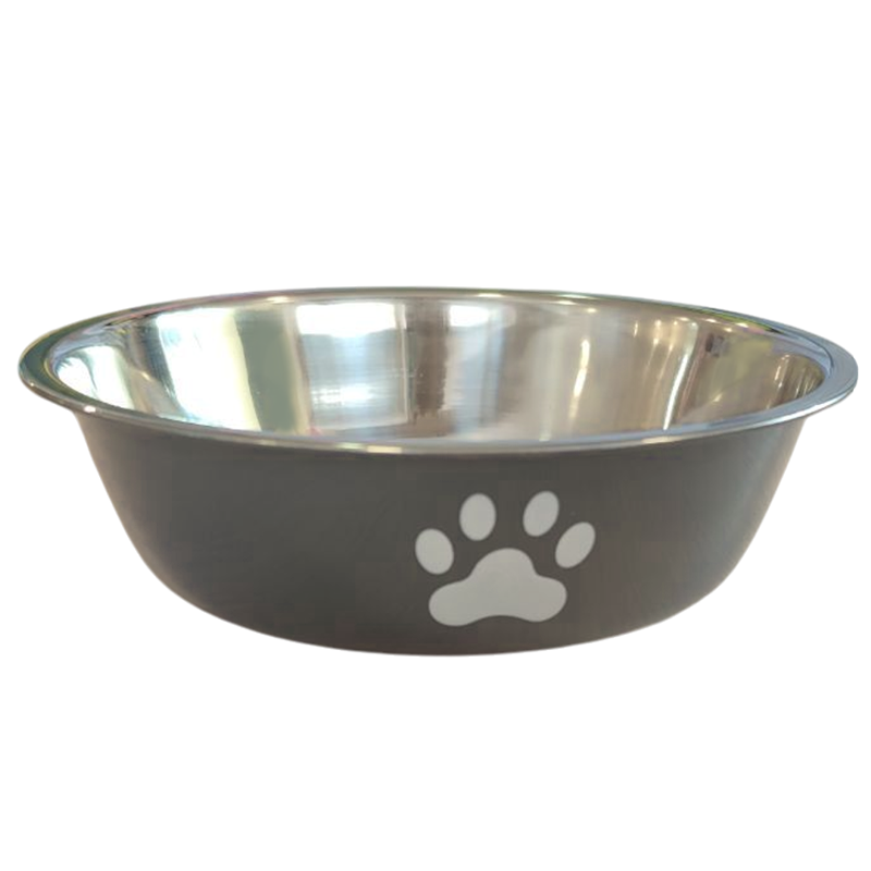 Миска TopPet BL-260, металическая на резинке 0,6л (лапки)