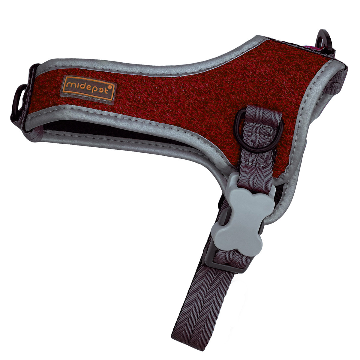 Шлейка Midepet с cотами T образная XL (шея 62, грудь 60-80см) Красная