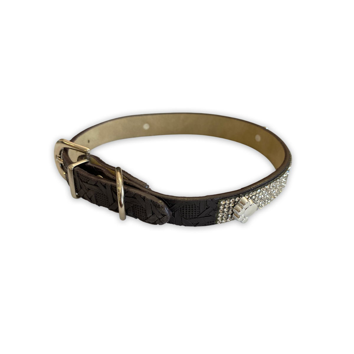 Ошейник TopPet со стразами 15мм, 29-35 см, Коричневый