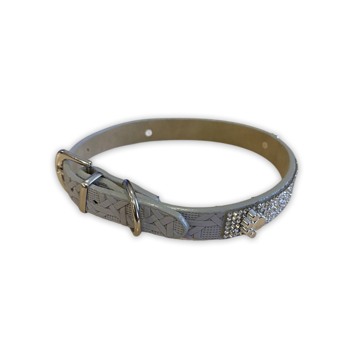 Ошейник TopPet со стразами 15мм, 29-35 см, Серый