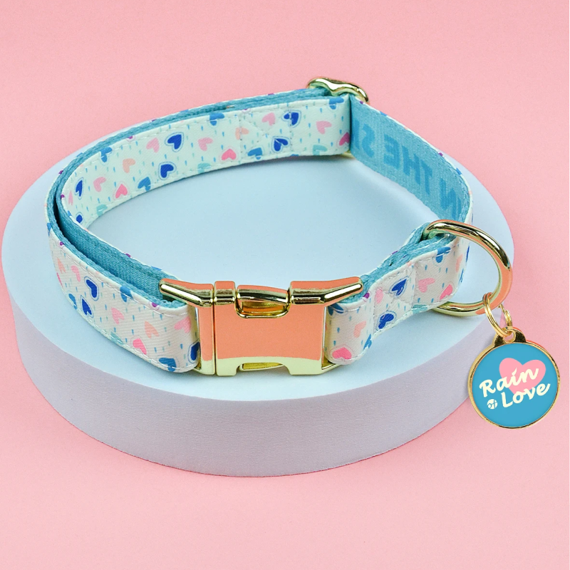 Ошейник MidePet "Color Blooming" S 1,5x20-30 см, бело-голубой с рисунком