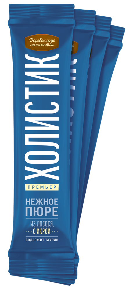 Лакомство Холистик для Кошек Пюре из Лосося с Икрой летучей рыбы 10г