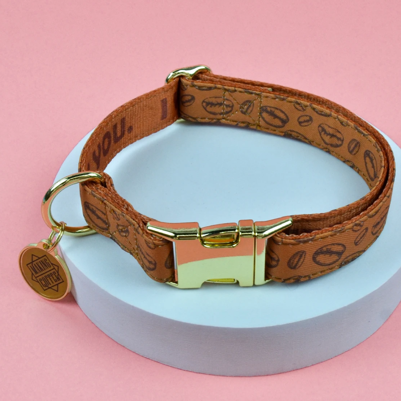 Ошейник MidePet "Color Blooming" S 1,5x20-30 см коричневый с рисунком