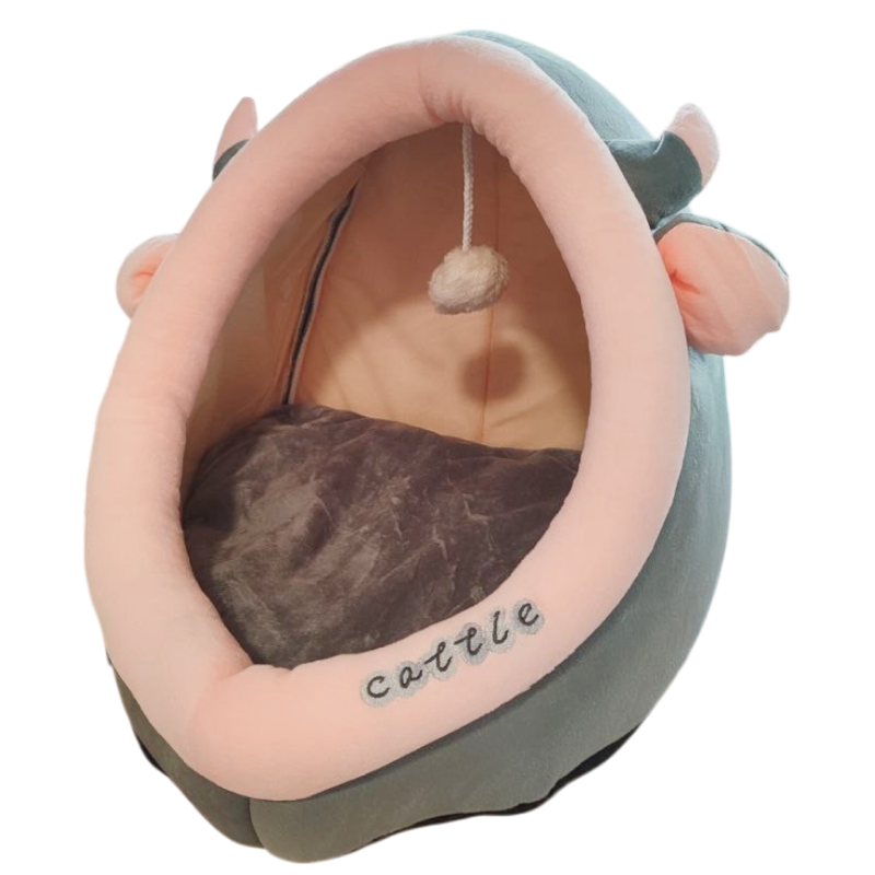 Домик лежанка TopPet Уют с ушками и мячиком розовая 32*40*35