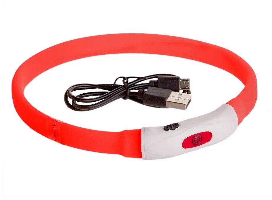 Ошейник TopPet Красный, светодиодный, L (70см)