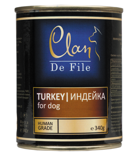 конс. Clan De File 340г с Индейкой для Собак