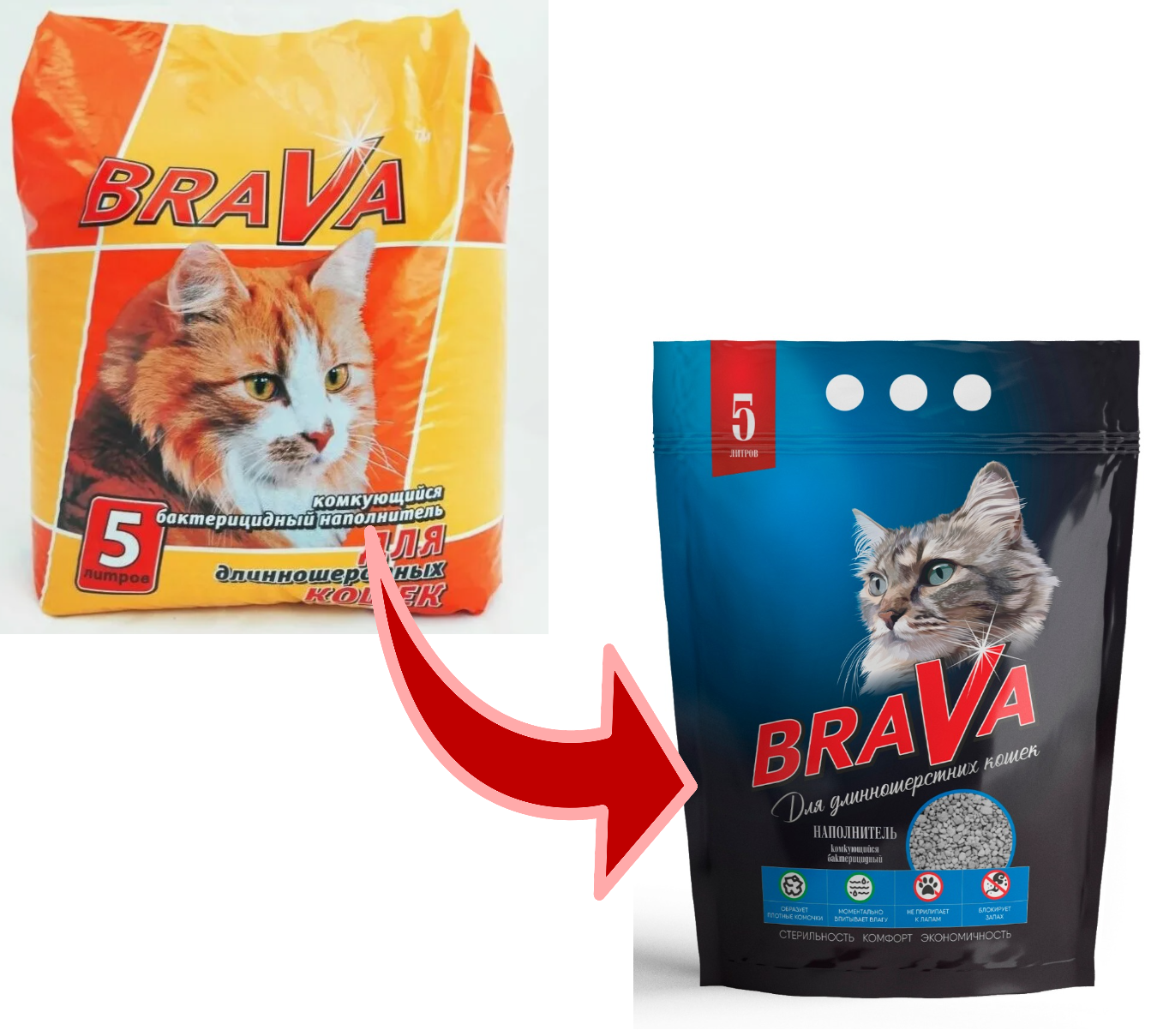 БРАВА 5л комкующийся длинношерстная кошка