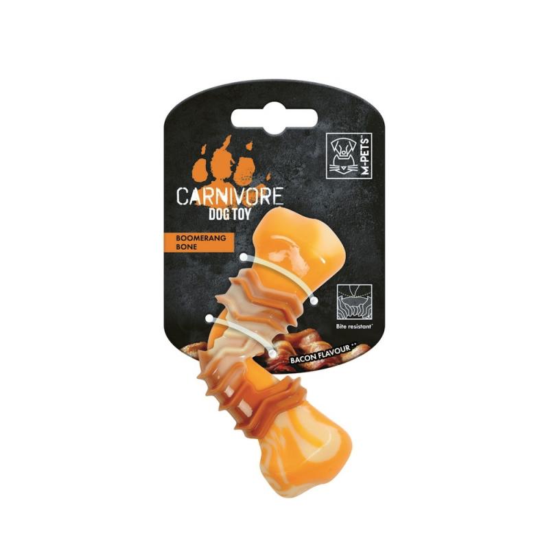 Игрушка M-pets Carnivore Кость Бумеранг, вкус бекона 15,5x6,1x3,7см для Собак