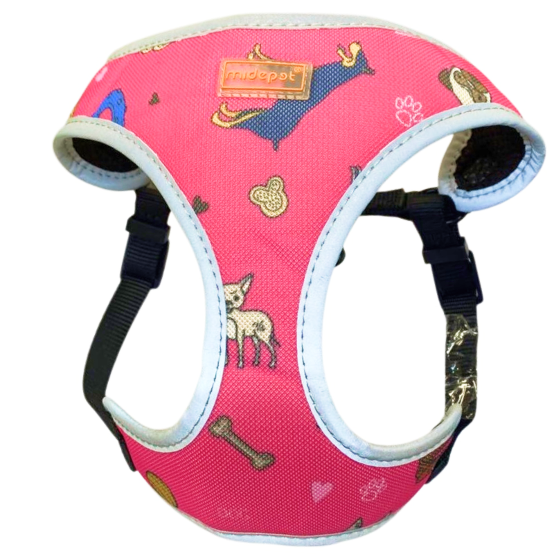 Шлейка Midepet с рисунком XS (шея 32, грудь 30-36см) розовая