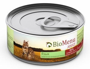BioMenu Adult 100г Паштет с Языком для Кошек