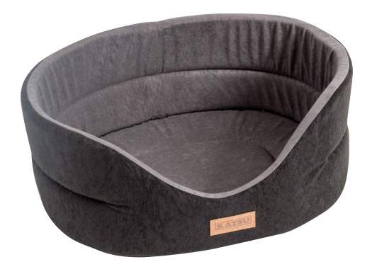 Лежанка KATSU Suedine искусственная замша черная/серая 46х42х18см