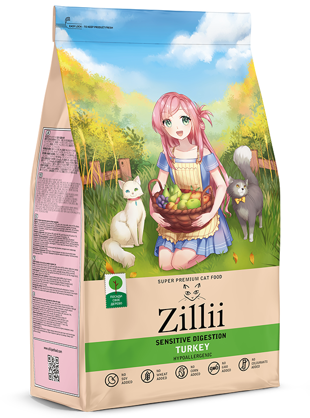 ZILLII Sensitive Digestion Cat для Кошек с чувствительным пищеварением 2кг Индейка