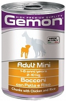 консерва Gemon Dog 415г для Собак Мелких пород Кусочки Курицы с рисом