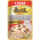 пауч Inaba Ciao Kinnodashi 60г в желе Куриное филе с Говядиной для Кошек