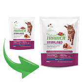 Trainer Natural Adult Sterilised для Кастрированных Кошек с сыровяленой Ветчиной 300г