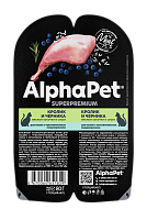 конс. AlphaPet Superpremium 80г для Кошек c Чувствительным пищеварением Кролик с Черникой